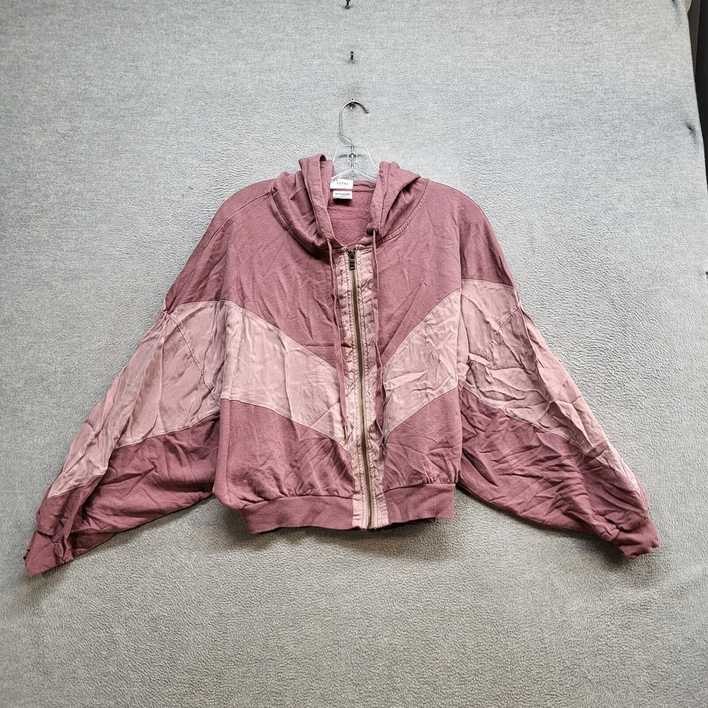 PINK Victoria's Secret Women Sweatshirt Medium Pink Colorblock Hoodie‎ Full Zip
